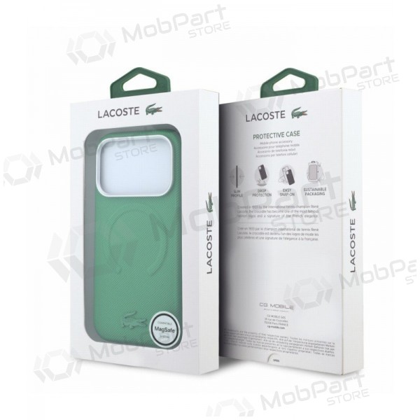 Θήκη Apple iPhone 18 Pro Max - Lacoste PVC Petit Pique Semi Wrap Embossed MagSafe (πράσινο)