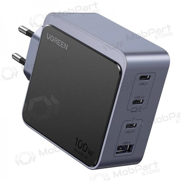 Φορτιστής δικτύου Ugreen X565 100 W GaN 3x USB-C + USB-A γκρι