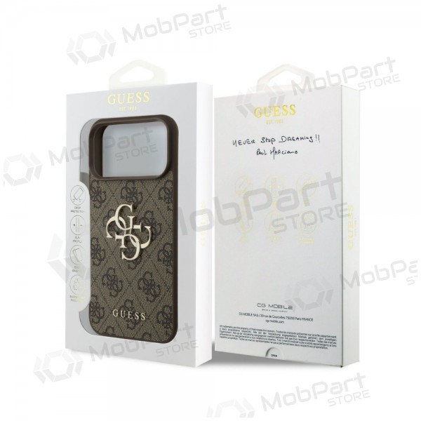 Θήκη Apple iPhone 18 Pro - Guess PU 4G Metal Logo (καφέ)