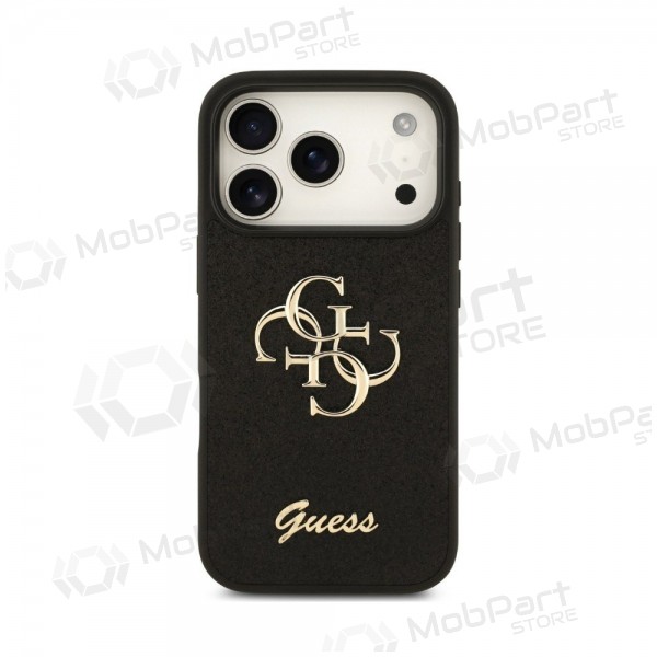 Θήκη Apple iPhone 18 Pro - Guess PU Fixed Glitter 4G Metal Logo (μαύρο)