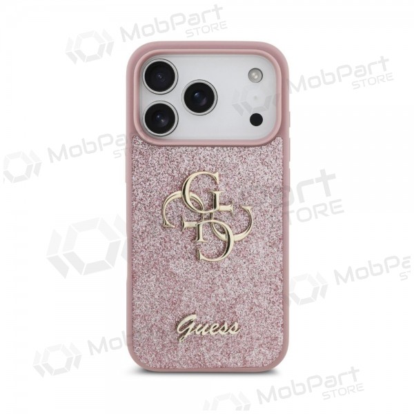 Θήκη Apple iPhone 18 Pro - Guess PU Fixed Glitter 4G Metal Logo (ροζ)