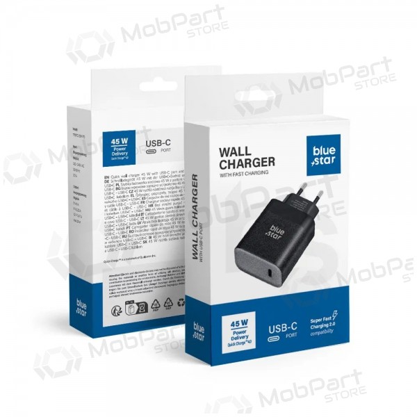 Φορτιστής τοίχου Blue Star TFB-TC-45W 45 W USB-C μαύρος