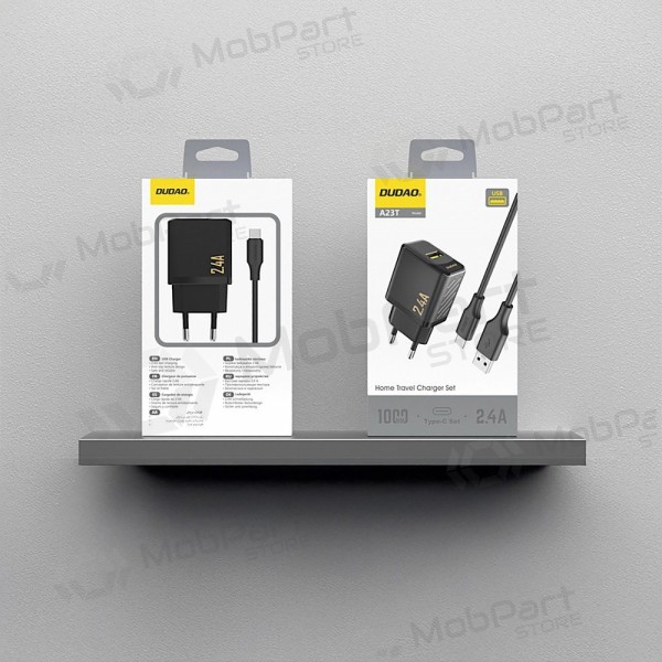 Φορτιστής τηλεφώνου Dudao A23T 12 W USB-A με καλώδιο USB-C 1 m μαύρο