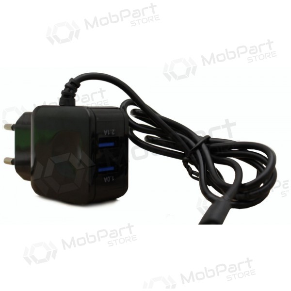 Φορτιστής F13c FastCharging x 2 USB (3.1A) + microUSB (μαύρο)