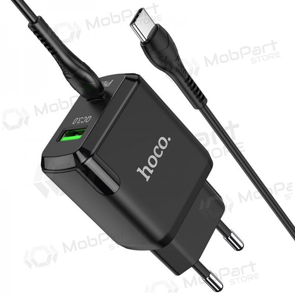 Φορτιστής Hoco N5 USB Quick Charge 3.0 + PD 20W (3.1A) + Type-C-Type-C (μαύρος)