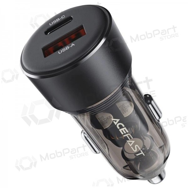 Φορτιστης αυτοκινητου Acefast B12 60W USB-C/USB-A μαύρος