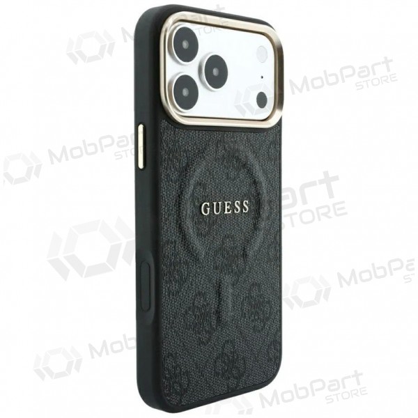 Θήκη Apple iPhone 18 Pro - Guess PU Leather 4G Gold Frame Embossed MagSafe (μαύρο)