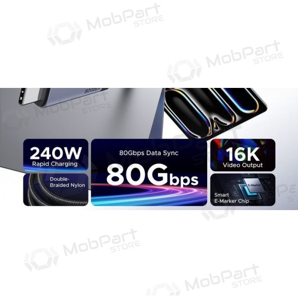 Καλώδιο USB-C Ugreen L706 USB-C σε USB-C 1 m 240 W μαύρο