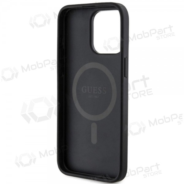 Θήκη Apple iPhone 15 Pro Max - Guess PU Leather 4G Colored Ring MagSafe (μαύρο)