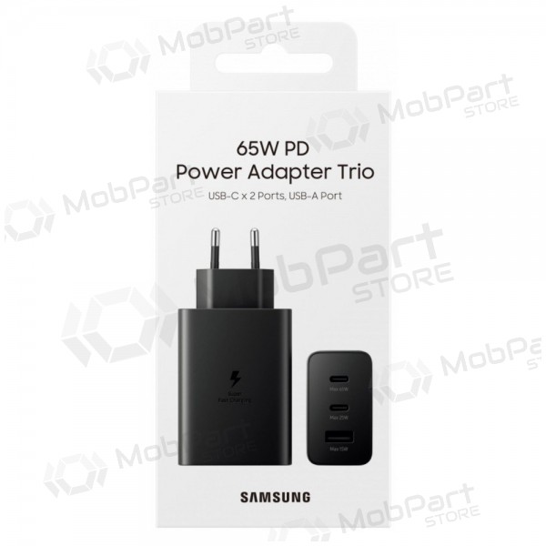 Φορτιστής δικτύου Samsung EP-T6530NBEGEU 65 W 2x USB-C + USB-A μαύρος