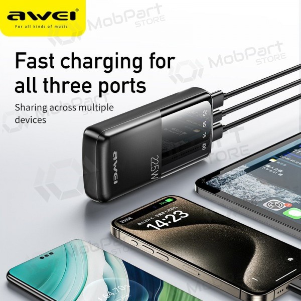 Εξωτερική μπαταρία Power Bank Awei P13K PD20W/QC22.5W 20000mAh μαύρος