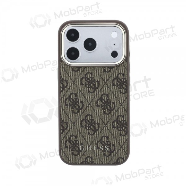 Θήκη Apple iPhone 18 Pro - Guess PU Leather 4G Gold Frame MagSafe (καφέ)