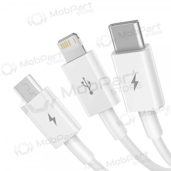 Καλώδιο Baseus Superior USB - microUSB+Lightning+Type-C 3.5A 1.5m (άσπρο) CAMLTYS-02