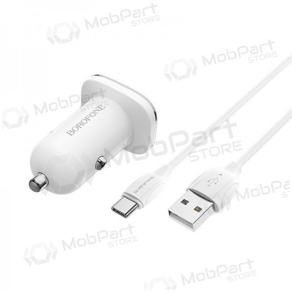 Φορτιστής automobilinis Borofone BZ12A Quick Charge 3.0 + Type-C (άσπρο)