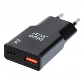 Φορτιστής τηλεφώνου Blue Star Slim 25 W GaN USB-C + USB-A μαύρο
