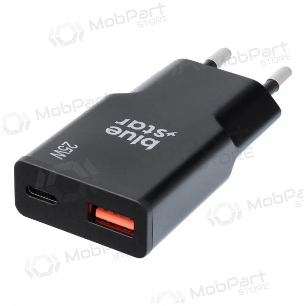 Φορτιστής τηλεφώνου Blue Star Slim 25 W GaN USB-C + USB-A μαύρο