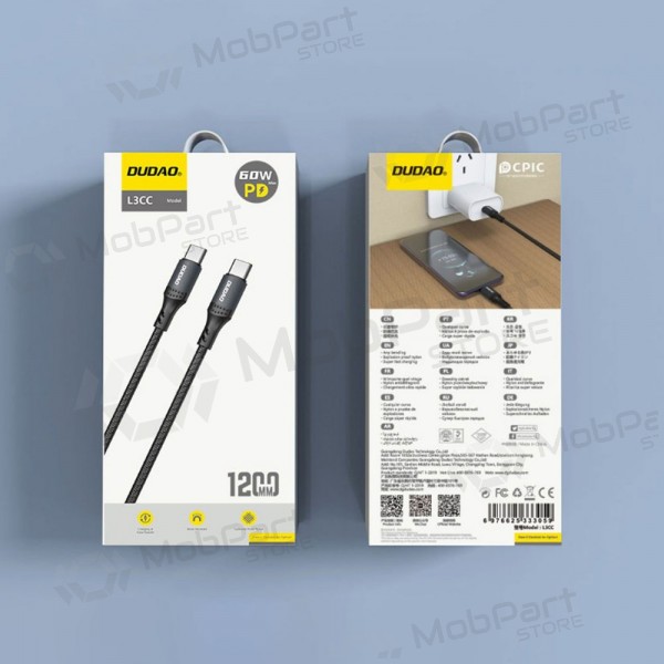 Καλώδιο Lightning Dudao L3CL USB-C σε Lightning 1.2 m 30 W μαύρο