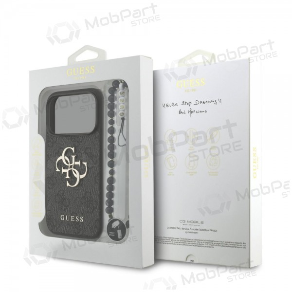 Θήκη Apple iPhone 17 Pro - Guess PU 4G Metal Logo Strap (μαύρο)