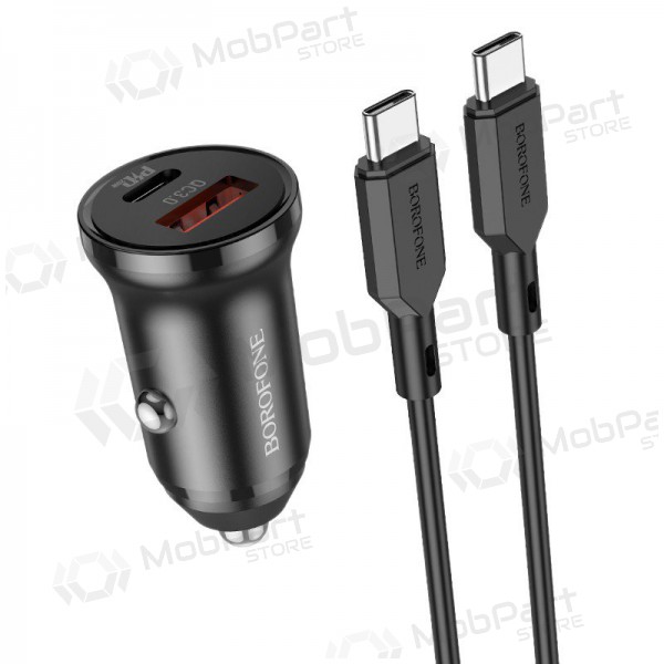 Φορτιστής automobilinis Borofone BZ18A USB-A/Type-C PD20W+QC3.0 + Type-C (μαύρος)