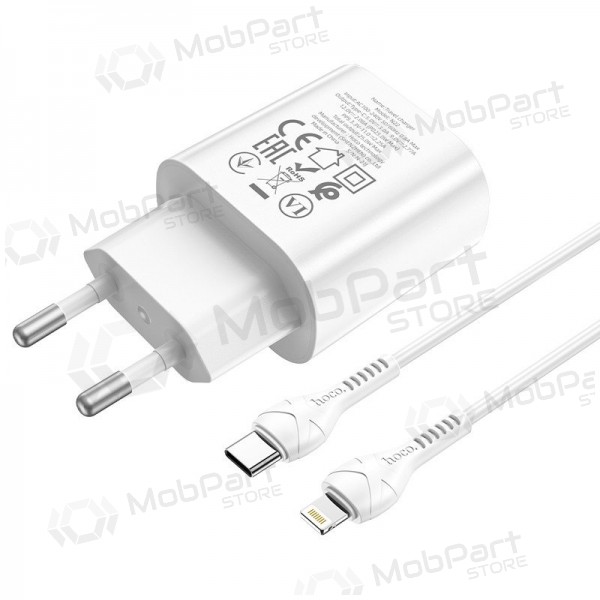 Φορτιστής τηλεφώνου Hoco N22 25 W USB-C με καλώδιο Lightning 1 m λευκό