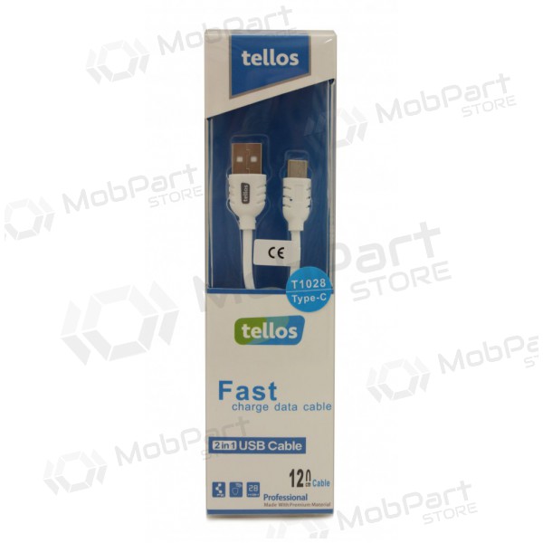 USB καλώδιο Tellos Type-C FastCharging (άσπρο) 1.2m
