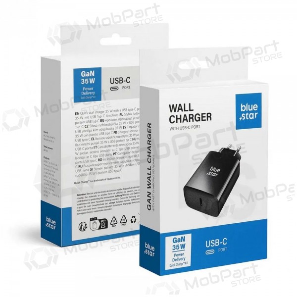 Φορτιστής τηλεφώνου Blue Star 35 W USB-C μαύρος