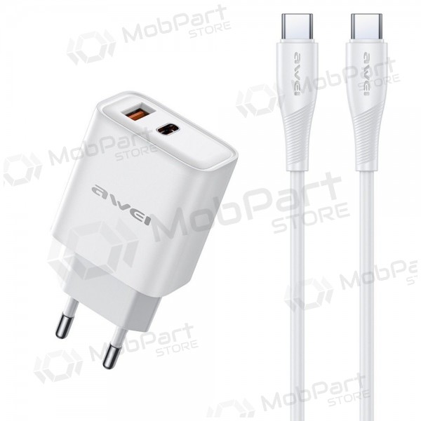 Φορτιστής τηλεφώνου Awei PD81C-EU 22.5 W USB-C + USB-A με καλώδιο USB-C 1 m