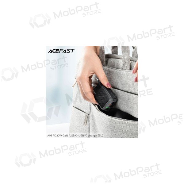 Φορτιστής Acefast A98 30W GaN USB-C/USB-A μαύρος