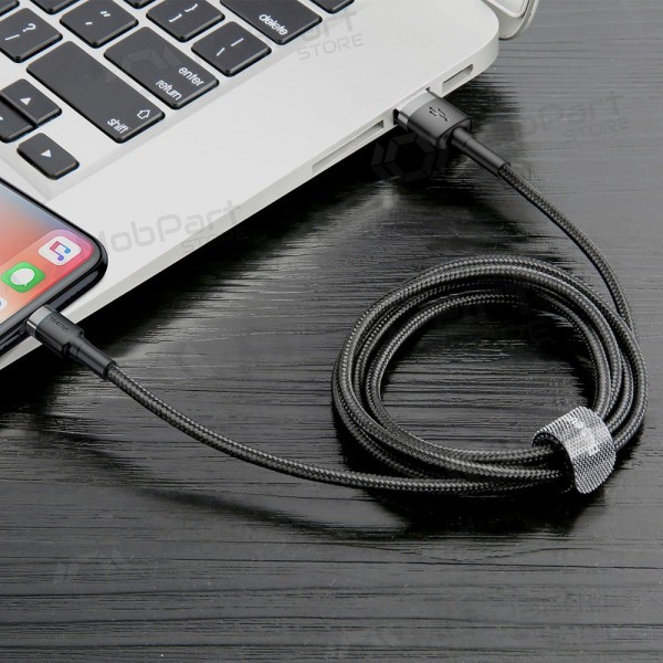 USB καλώδιο Baseus Cafule USB-A to Lightning 2.4A 1.0m γκρί-μαύρος CALKLF-BG1