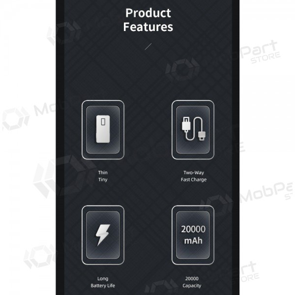 Εξωτερική μπαταρία Power Bank Awei P6K 5V/2.1A 20000mAh μαύρος