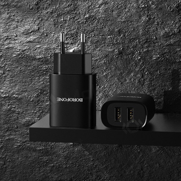 Φορτιστής Borofone BN2 2xUSB 2.1A (μαύρος)