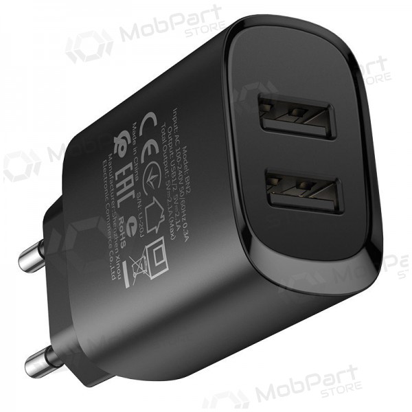 Φορτιστής Borofone BN2 2xUSB 2.1A + USB Type-C (μαύρος)