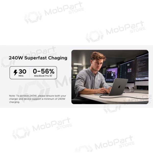 Καλώδιο USB-C Ugreen L706 USB-C σε USB-C 1 m 240 W μαύρο