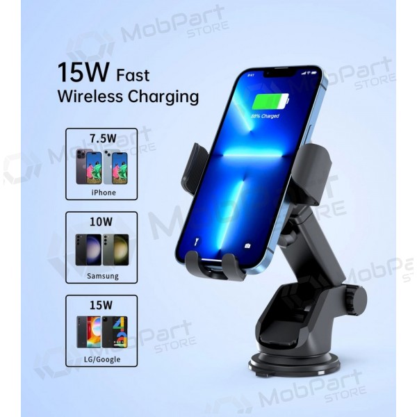 Automobilinis laikiklis-φορτιστής Choetech T203-F 15W Gravity Car Charger Holder μαύρος