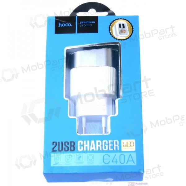 Φορτιστής FastCharge HOCO C40A Speedmaster Dual USB (5V 2.4A) (άσπρο)