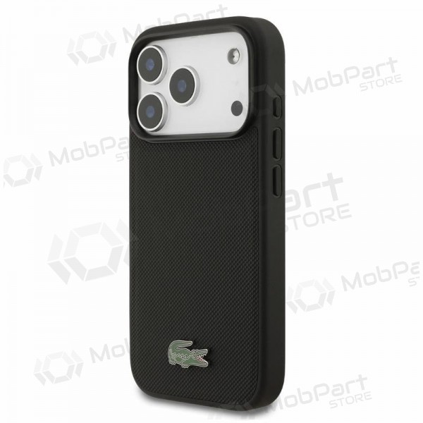 Θήκη Apple iPhone 18 Pro - Lacoste PVC Iconic Petit Pique Metal Logo MagSafe (μαύρο)