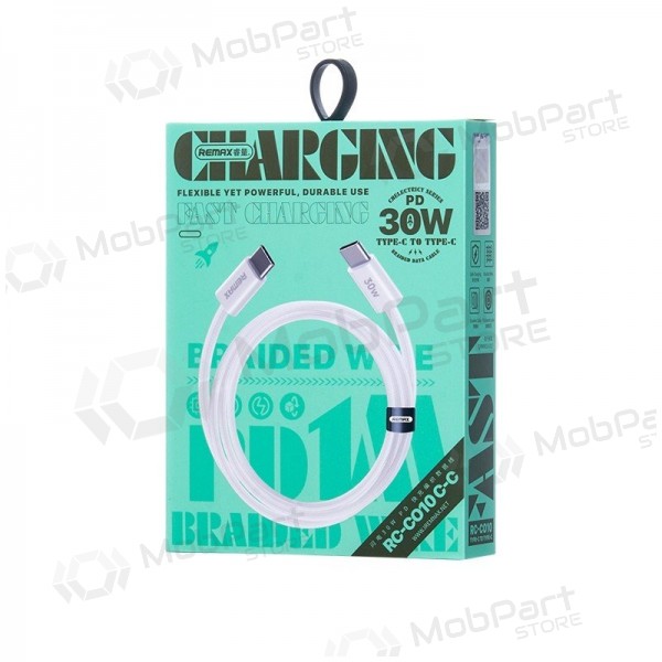 USB καλώδιο Remax RC-C010 USB-C to USB-C 30W 1.0m άσπρο