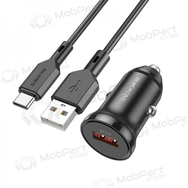 Φορτιστής automobilinis Borofone BZ18 Quick Charge 3.0 18W + Type-C (μαύρος)