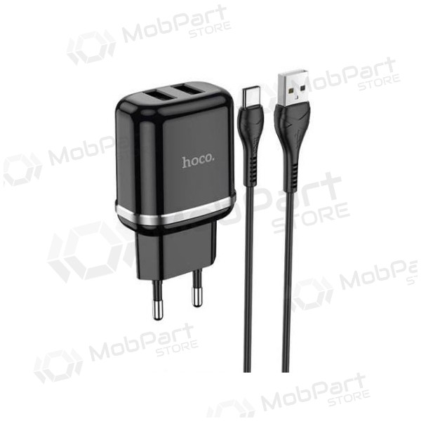 Φορτιστής HOCO N4 Aspiring Dual USB + type-C καλώδιο (5V 2.4A) (μαύρος)