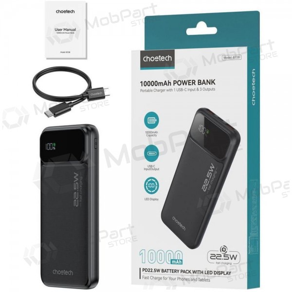 Εξωτερική μπαταρία Power Bank Choetech B728 22.5W 10000mAh μαύρος