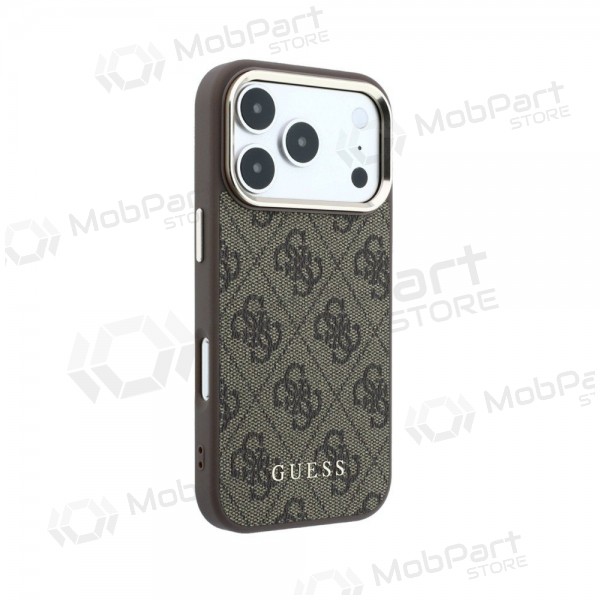 Θήκη Apple iPhone 18 Pro Max - Guess PU Leather 4G Gold Frame MagSafe (καφέ)