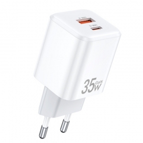 Φορτιστής Awei PD66-EU GaN 35W USB-A/USB-C άσπρο