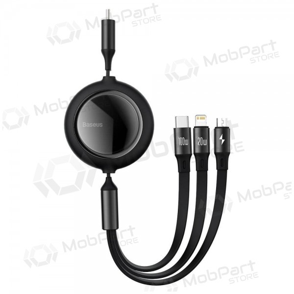 USB καλώδιο Baseus Bright Mirror Type-C - microUSB+Lightning+Type-C 100W 1.2m (μαύρος) CAMLC-AMJ01
