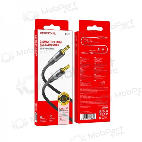Audio καλώδιο Borofone BL19 3,5mm to 3,5mm μαύρος