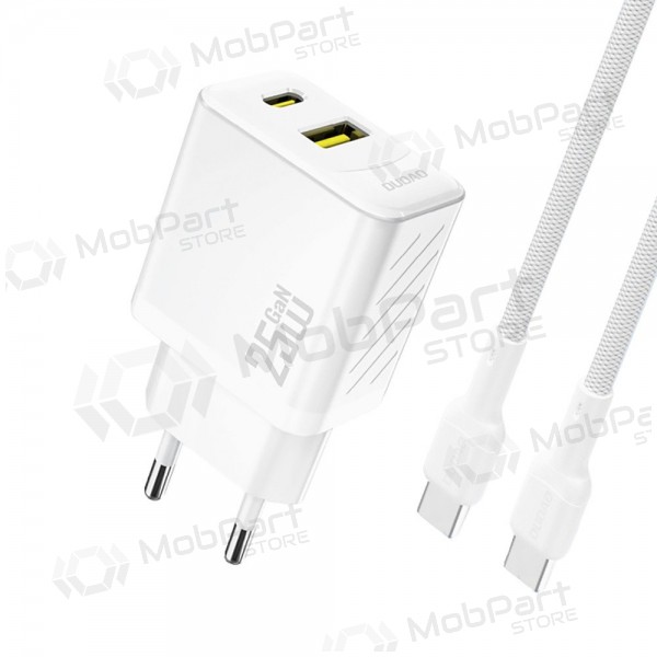 Φορτιστής τηλεφώνου Dudao A26TC 25 W GaN USB-C + USB-A με καλώδιο USB-C 1 m λευκό