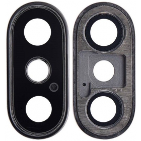 Apple iPhone XS / XS Max τζαμάκι κάμερας (μαύρος) (με πλαίσιο)