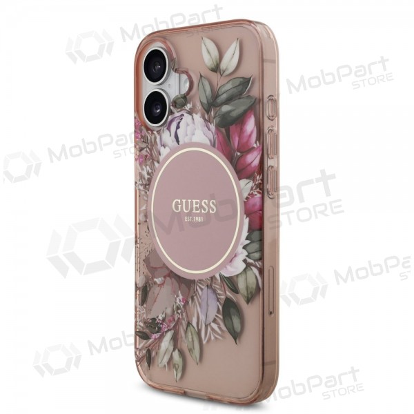 Θήκη Apple iPhone 17 -Guess IML Flowers Strap MagSafe- (ροζ)