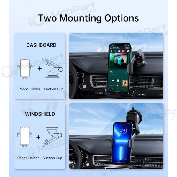Automobilinis laikiklis-φορτιστής Choetech T203-F 15W Gravity Car Charger Holder μαύρος