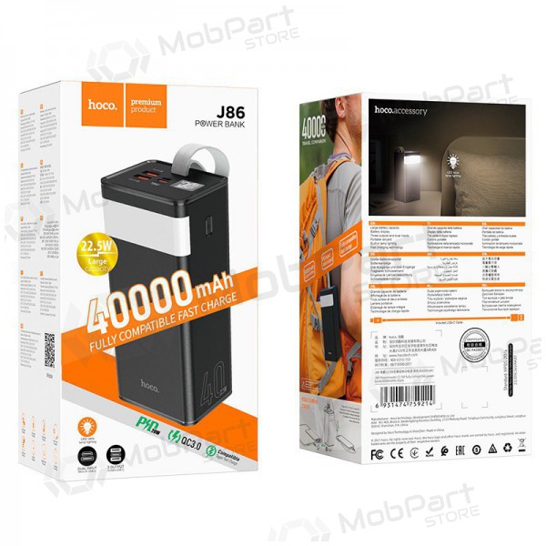 Εξωτερική μπαταρία Power Bank Hoco J86 22.5W Quick Charge 3.0 40000mAh μαύρος