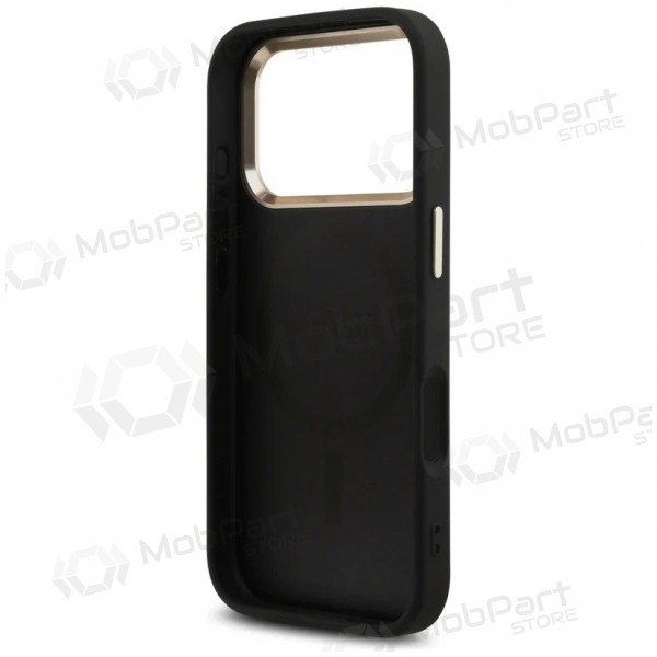 Θήκη Apple iPhone 17 Pro Max - Guess PU Leather 4G Strass Triangle Logo Gold Frame MagSafe (μαύρο)